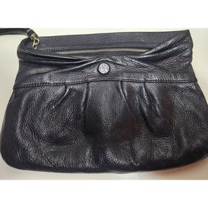 Banana Republic Black Soft Pebble Leather Clutch Handbag Purse